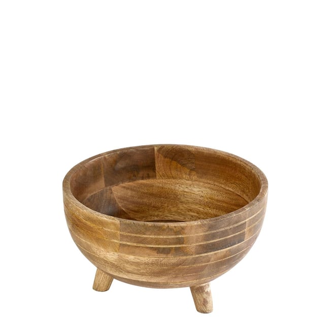 Corbeille en bois de manguier avec pieds Couleur naturel <span itemprop=