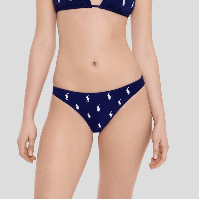 Cuecas de biquíni de cintura subida, estampadas marinho <span itemprop=