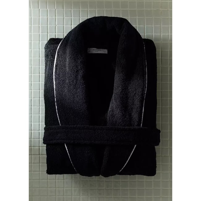Peignoir 100 % coton noir <span itemprop=