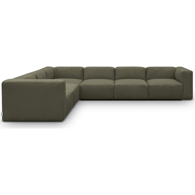 Canapé d'angle modulable réversible 8 places en velours côtelé - MODULO Couleur vert kaki <span itemprop=