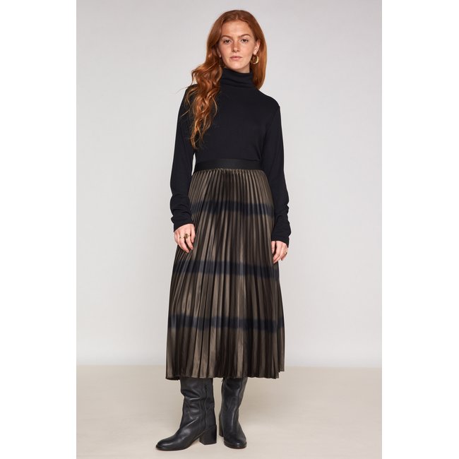 Jupe plissée BARBARA marron fonce <span itemprop=