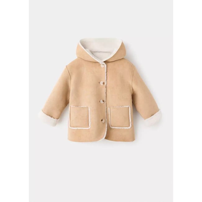 Manteau long double face marron <span itemprop=