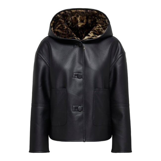 Cappotto con cappuccio in similpelle nero  ONLY