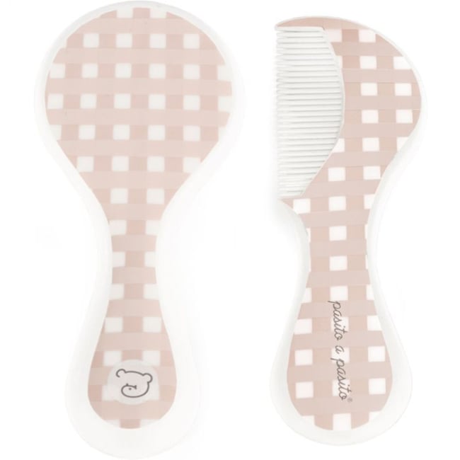 Brosse et peigne rose, blanc <span itemprop=