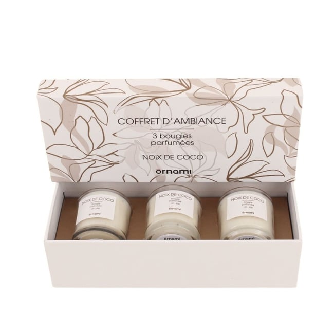 Coffret cadeau 3 bougies votives parfumées Couleur marron <span itemprop=