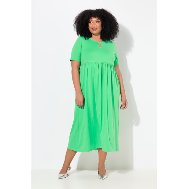 Robe maxi coupe évasée, poches menthe verte <span itemprop=