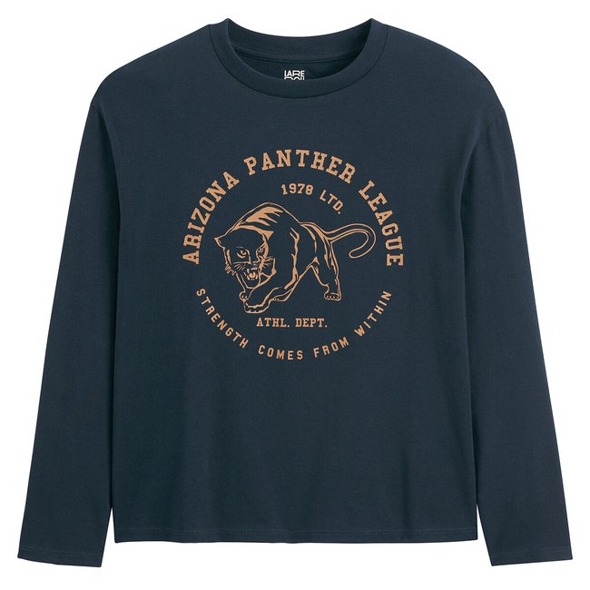 Camiseta de manga larga, motivo de pantera azul marino <span itemprop=