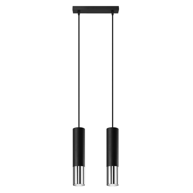 Suspension Acier Noir/Chromé GU10 2 Loopez Couleur noir <span itemprop=