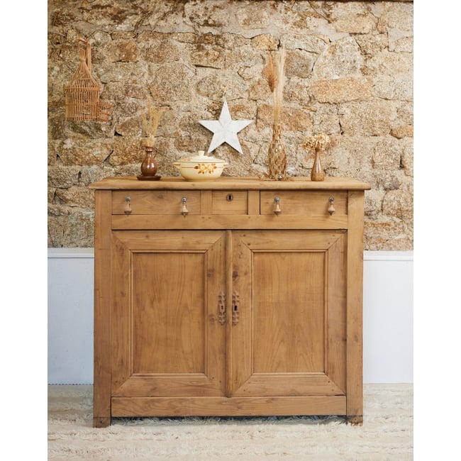 Buffet en chêne massif Gilbert N°1642 - Bon état Couleur bois clair <span itemprop=