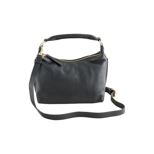 Sac à main arrondi en cuir noir <span itemprop=