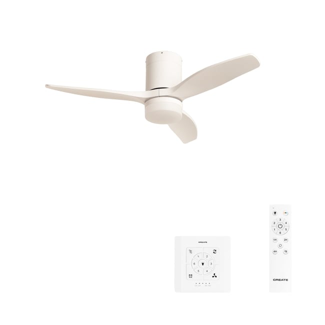 Ventilateur de plafond avec pales techniques en ABS avec lumière et contrôleur mural WIND CALM - CREATE