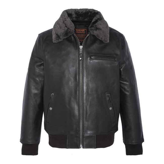 Blouson pilote gilet intérieur amovible noir <span itemprop=