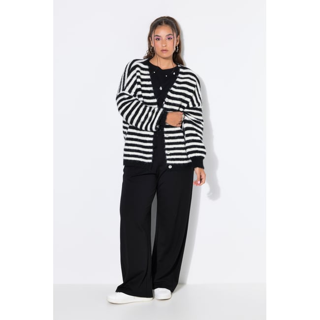 Cardigan, oversize, rayé, manches longues noir <span itemprop=