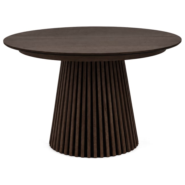 Table à manger ronde extensible bois 4-8pl, FREYA Couleur marron <span itemprop=