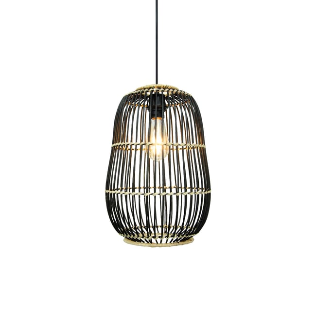 Suspension en rotin tressé petit modèle, LATIE Couleur noir <span itemprop=
