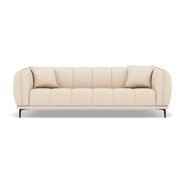 Canapé droit en velours texturé, ARSENE Couleur beige <span itemprop=