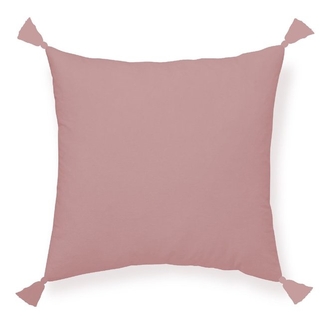 Coussin déhoussable à pompons uni gaze de coton INDIAN FLOWERS - TODAY