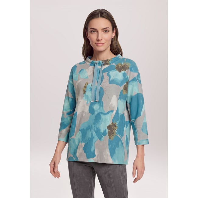 Sweat-shirt à col montant petrol/grey <span itemprop=