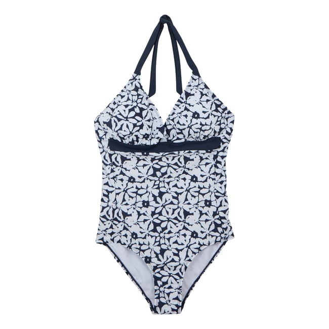 Maillot de bain 1 pièce FLAVIA bleu marine / blanc <span itemprop=