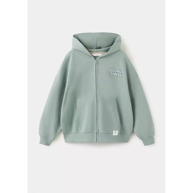 Sweat-shirt coton fermeture Éclair vert d´eau <span itemprop=