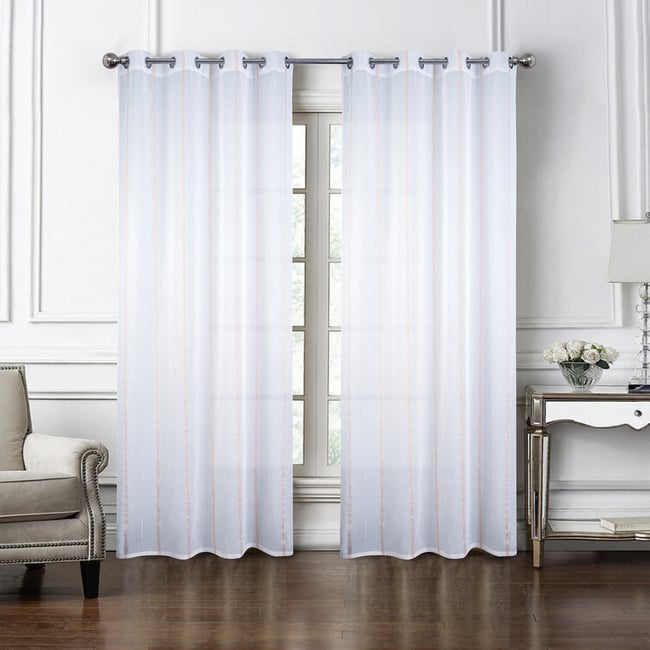 Paire de voilages à bandes verticales brillantes jaune <span itemprop=