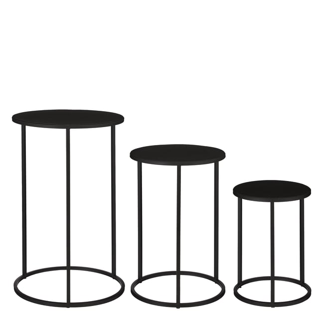 Lot de 3 tables d'appoint H50 cm QUINTY Couleur noir <span itemprop=