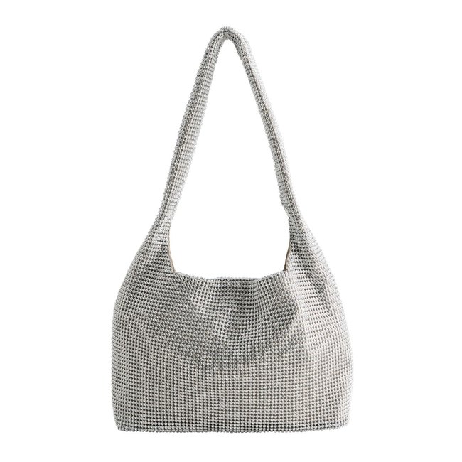 Sac porté épaule scintillant argent <span itemprop=