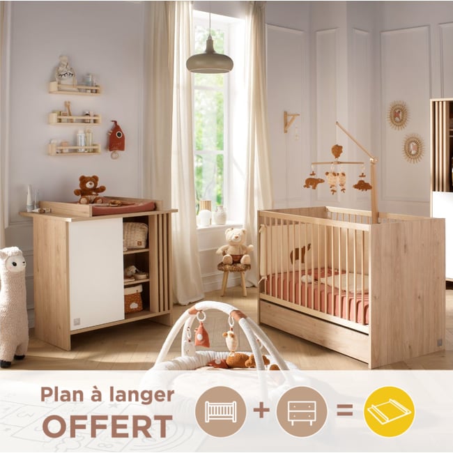 Chambre bébé complète, Lit et Commode à langer avec claustra - SAUTHON