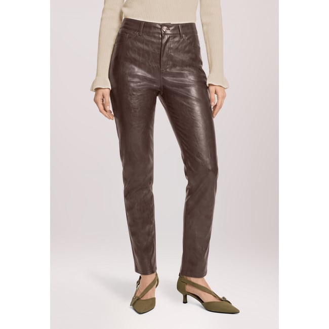 Pantalon en simili cuir à poches deep cognac <span itemprop=