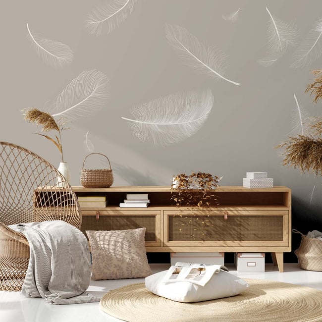 Papier peint douceur de plumes Couleur intissé <span itemprop=