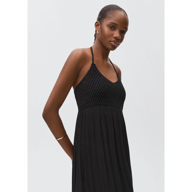 Robe empiècement crochet noir <span itemprop=