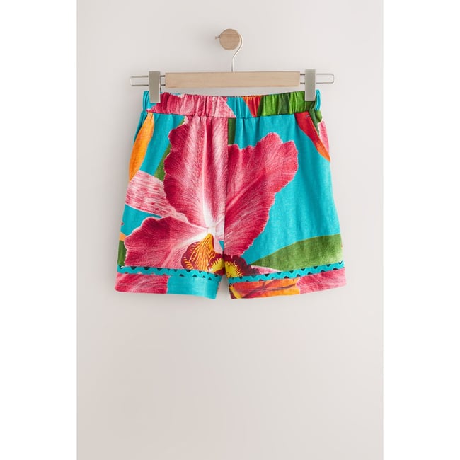Short d’été 100 % jersey de coton turquoise <span itemprop=
