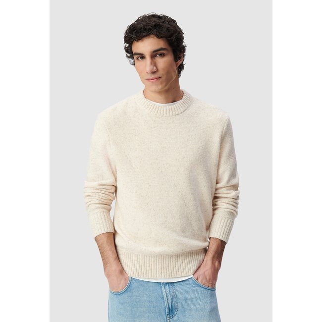 Pull hiver tricot mouliné craie <span itemprop=