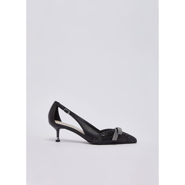 Escarpins pailletés avec découpes noir <span itemprop=