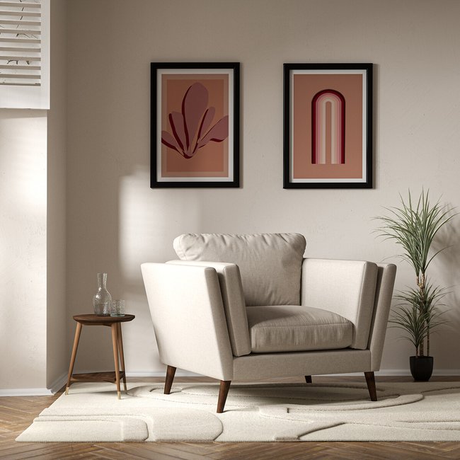 Frida Contemporary Soft Brushed Armchair with Dark Wood Legs & Feather Fillings - SO'HOME
