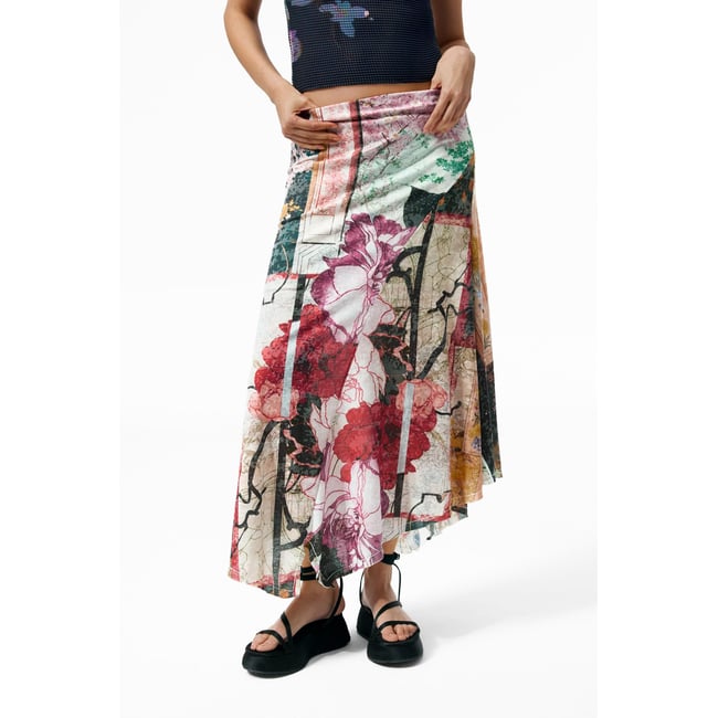 Jupe longue imprimée noir <span itemprop=