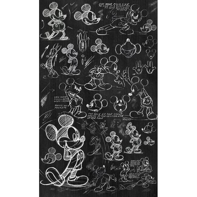 Papier peint Komar - Mickey - Chalkboard - 120 x 200 cm Couleur noir <span itemprop=