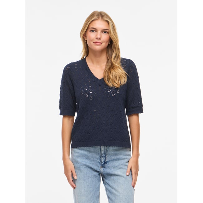 Top En Maille navy blazer <span itemprop=