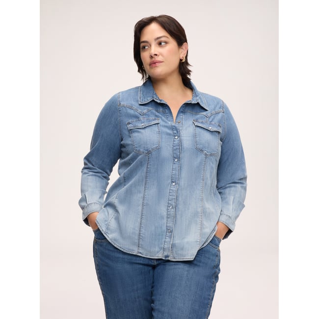 Chemise washed light - blue <span itemprop=