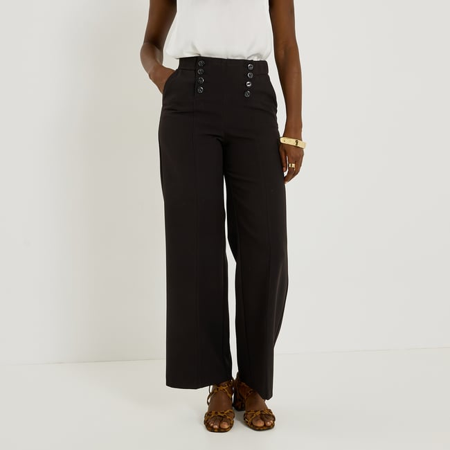 Pantalon large à pont noir <span itemprop=