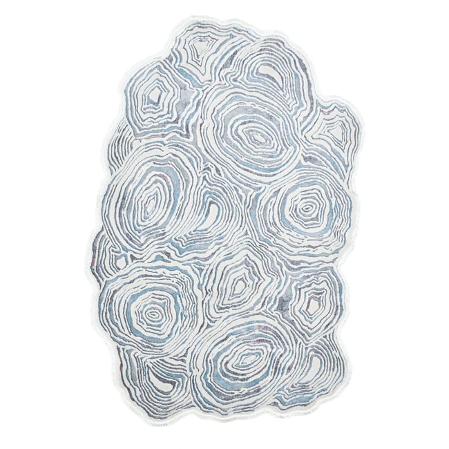Tapis tissé à la machine en polyester Couleur blanc multi <span itemprop=