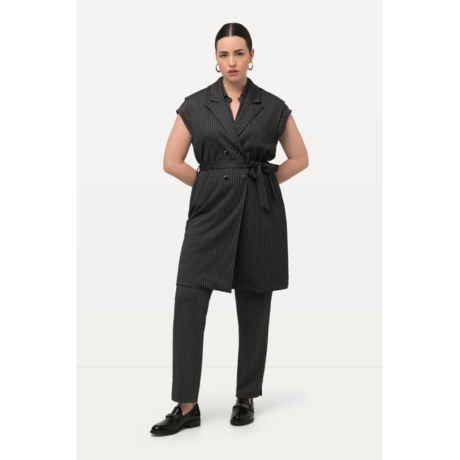 Gilet à rayures, col à revers gris roche <span itemprop=