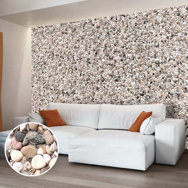 Papier peint intissé panoramique Stone Charm Couleur beige <span itemprop=