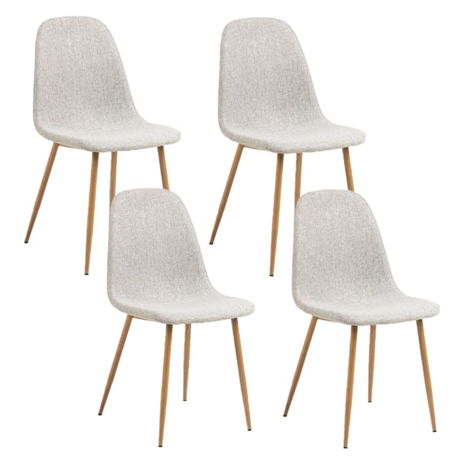 Lot de 4 chaises de salle à manger en tissu avec pieds en acier CLELIA Couleur gris clair <span itemprop=