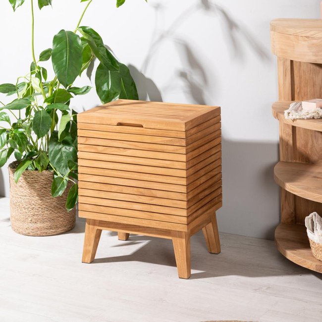Bac à ling en teck rectangle Couleur naturel <span itemprop=