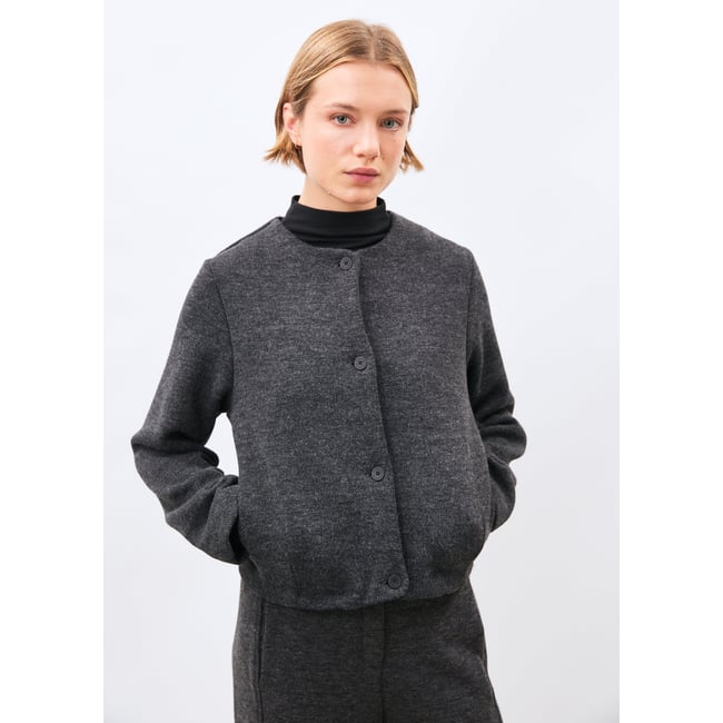 Veste courte en jersey noir/anthracite <span itemprop=