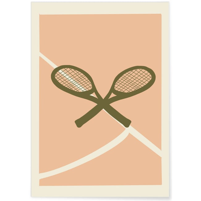 Affiche Tennis Vintage Raquettes Croisées Couleur blanc <span itemprop=