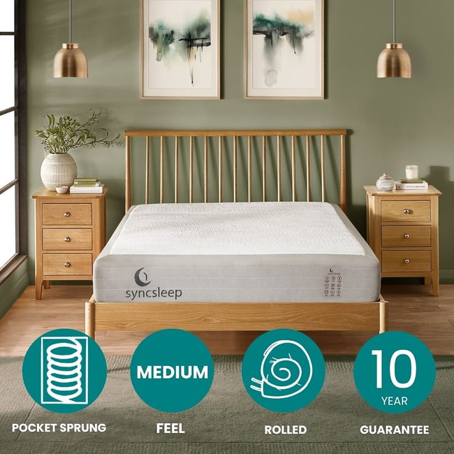 Balance 1000 Comfort Layers Pocket Sprung Mattress, beige, SYNCSLEEP