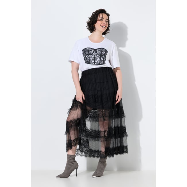 Jupe longue en dentelle noir <span itemprop=