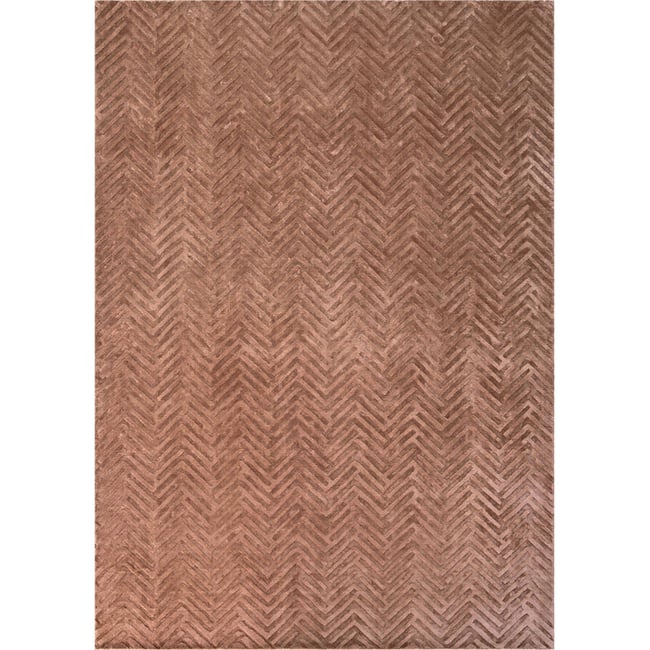 Tapis contemporain viscose motif chevron Couleur café <span itemprop=